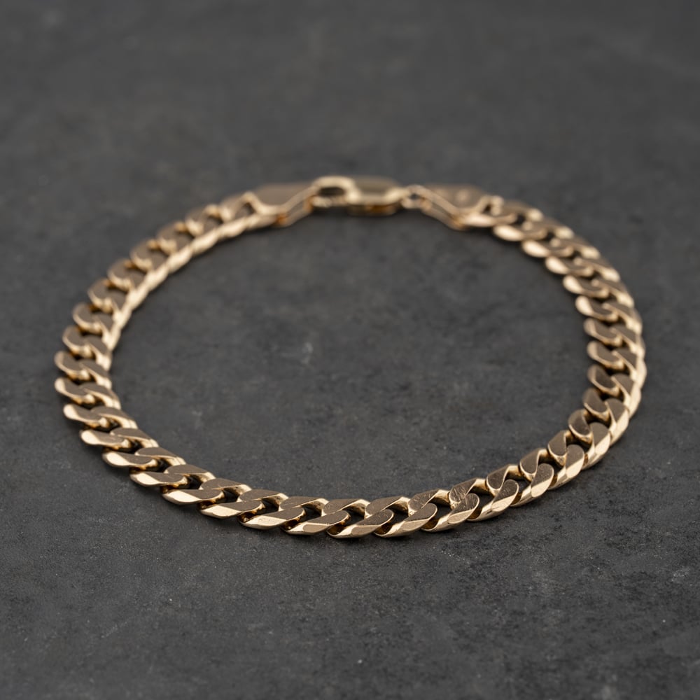 Second Hand 9ct Yellow Gold 8 Inch Curb Chain Bracelet 41081304