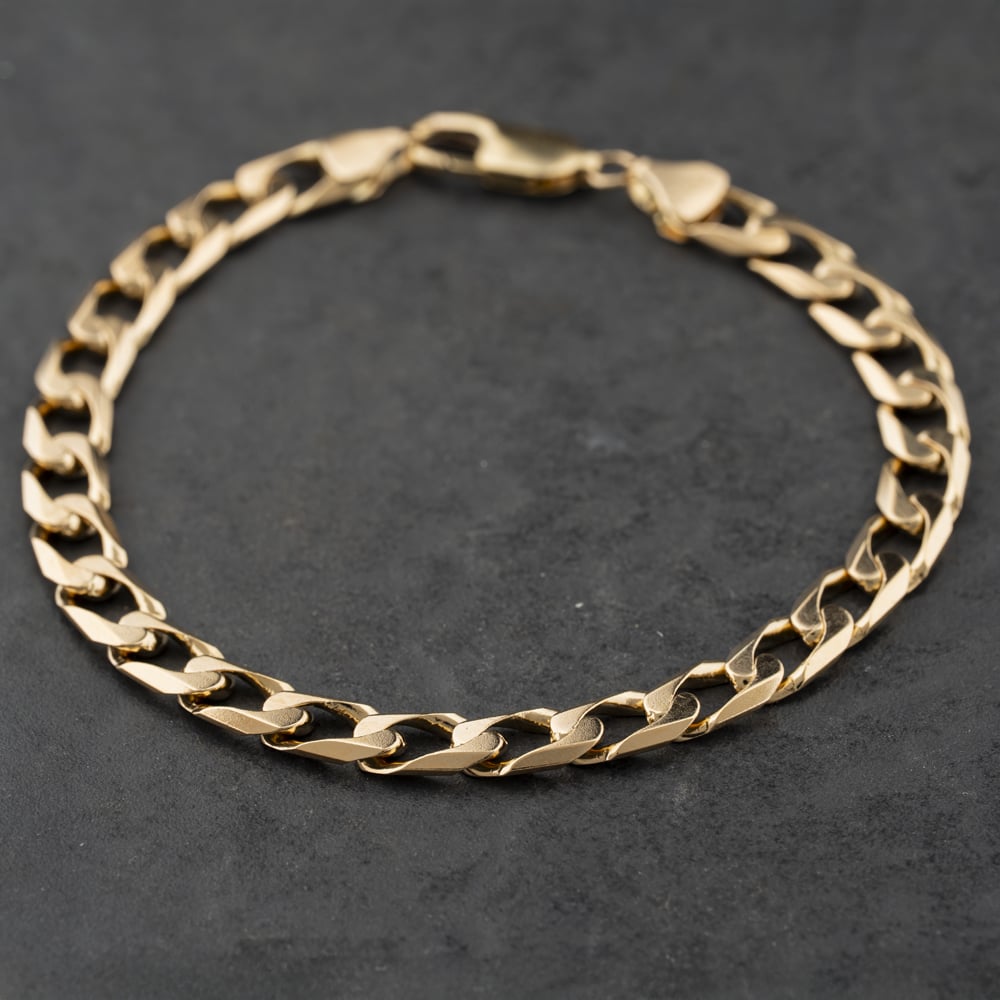Second Hand 9ct Yellow Gold 8 Inch Curb Chain Bracelet 41081309