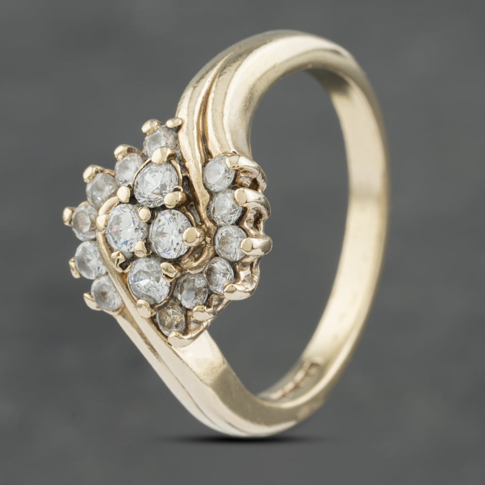 Second Hand 9ct Yellow Gold Cubic Zirconia Fancy Cluster Ring 41102807