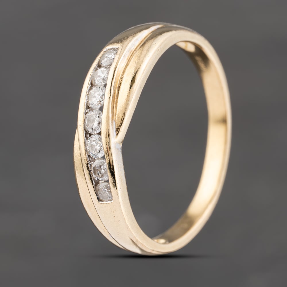 Second Hand 9ct Yellow Gold Cubic Zirconia Crossover Half Eternity Ring 41103589