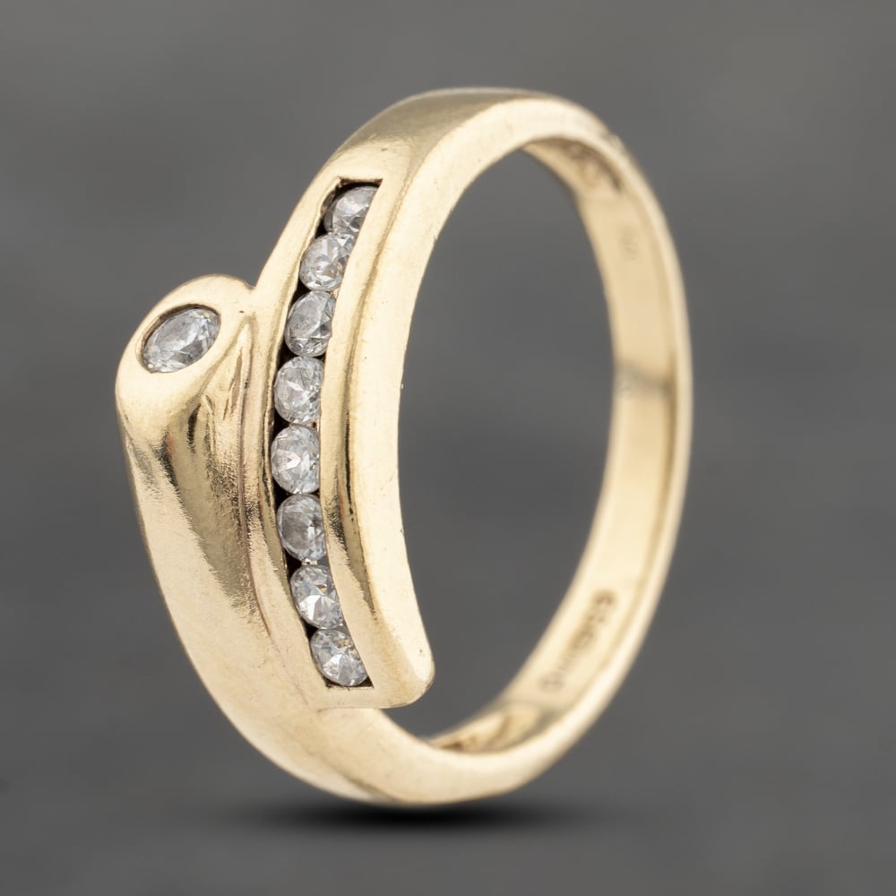 Second Hand 9ct Yellow Gold Cubic Zirconia Channel Set Crossover Ring 41103604