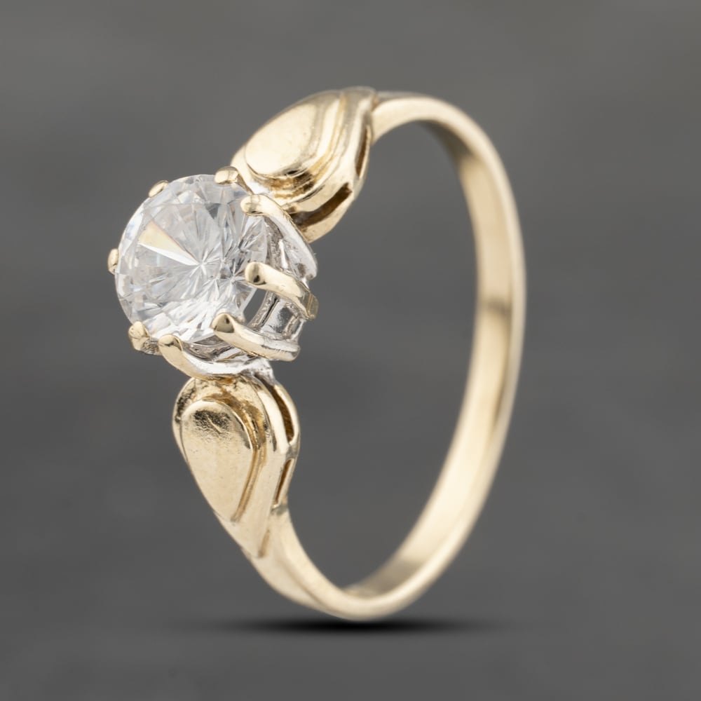 Second Hand 9ct Yellow Gold Cubic Zirconia Solitaire Ring 41103633