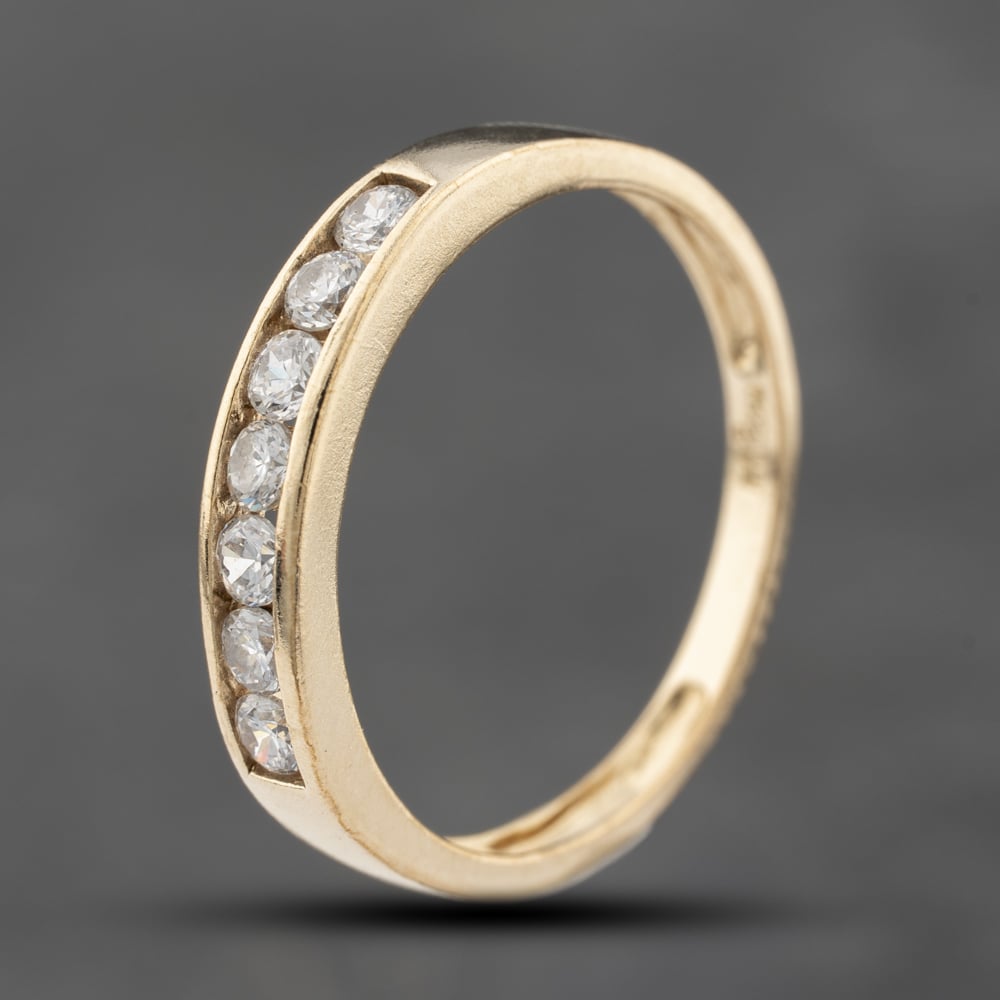 Second Hand 9ct Yellow Gold Cubic Zirconia Channel Set Half Eternity Ring 41103697