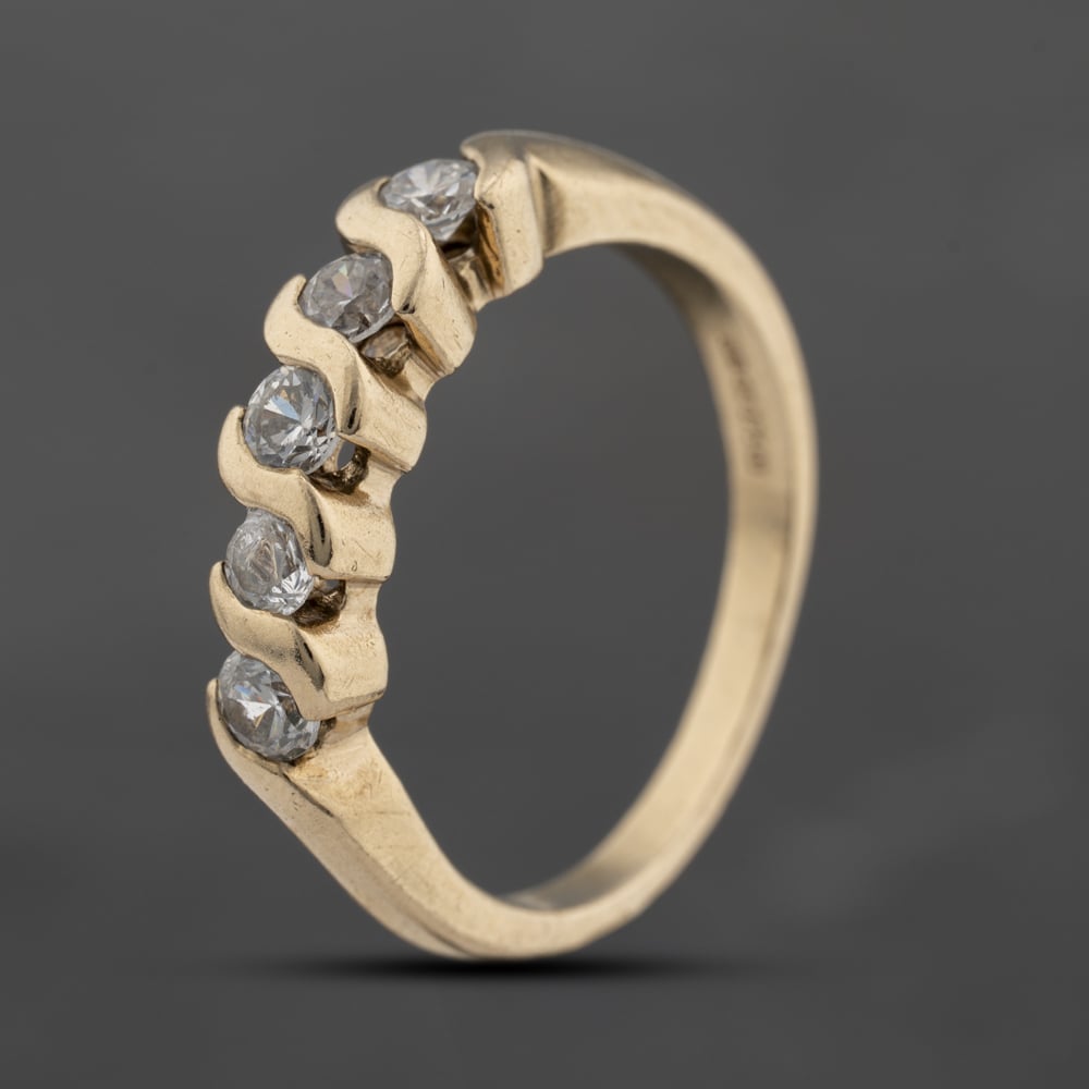 Second Hand 9ct Yellow Gold Cubic Zirconia Half Eternity Ring 41103702