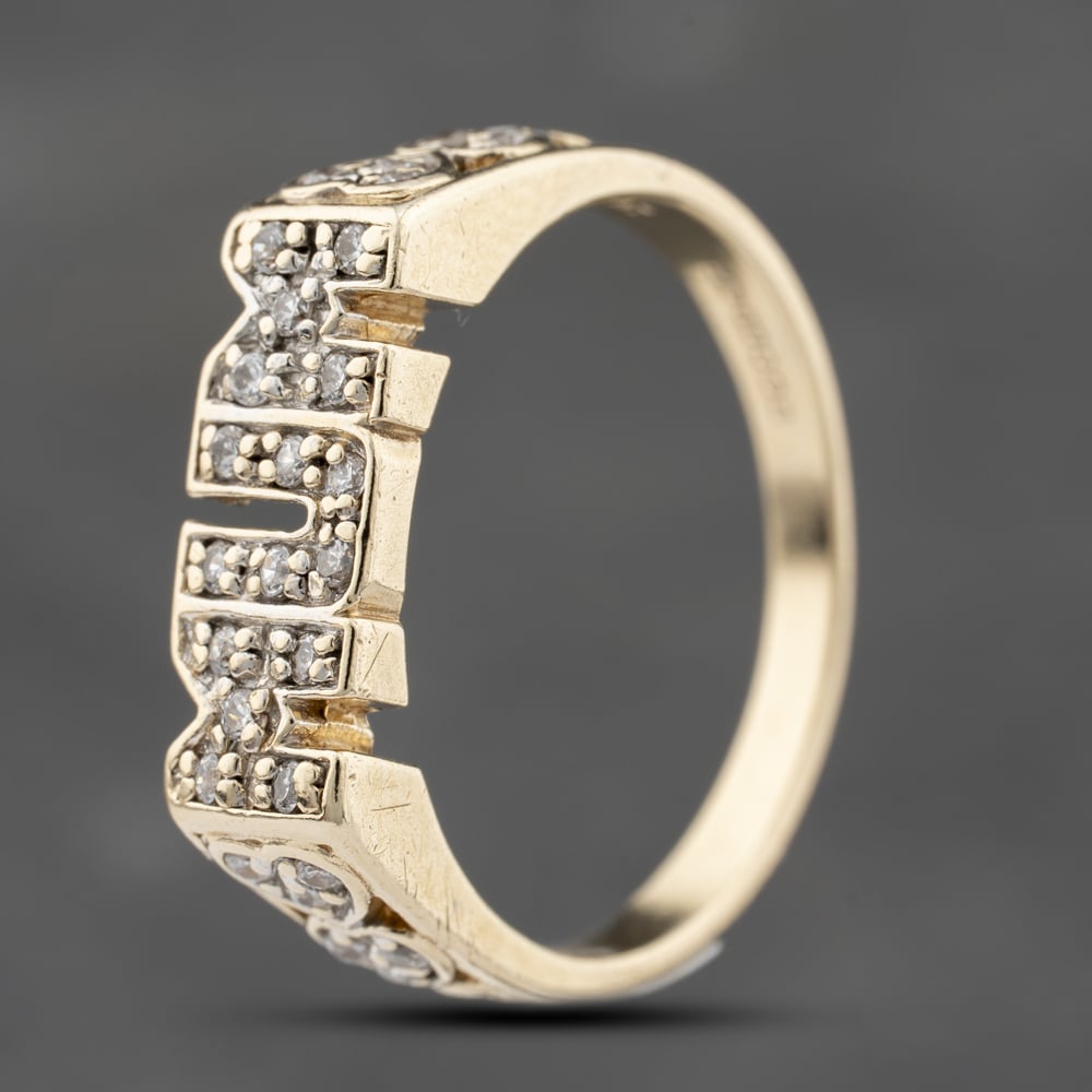 Second Hand 9ct Yellow Gold Cubic Zirconia Mum Signet Ring 41103765