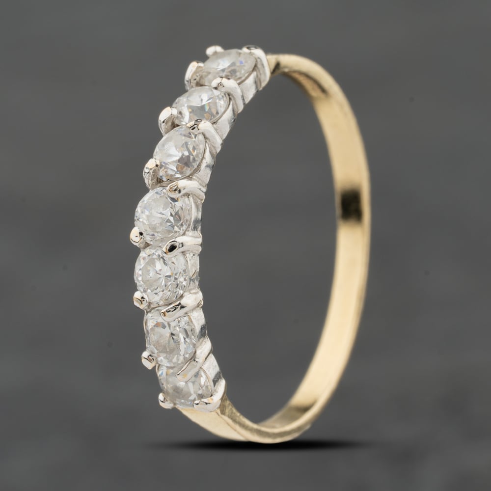Second Hand 9ct Yellow Gold Cubic Zirconia Half Eternity Ring 41104102