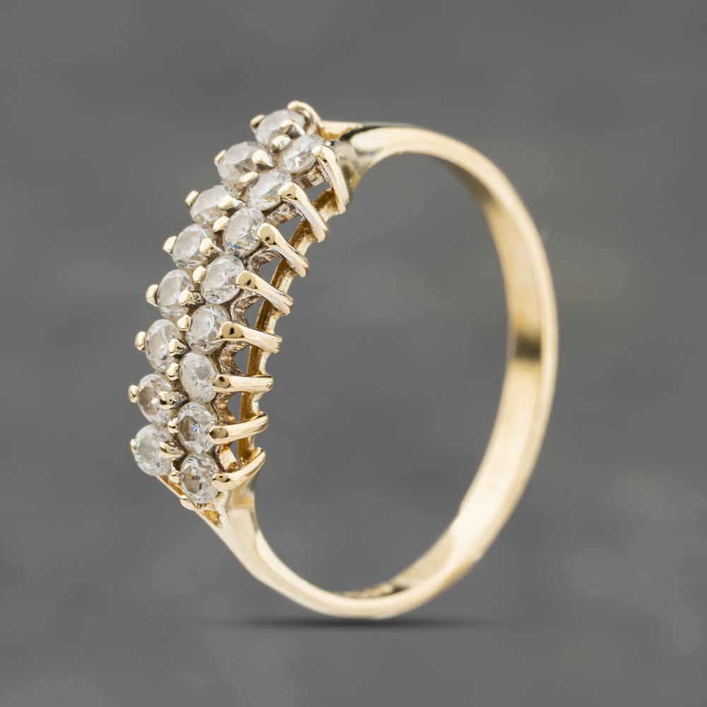 Second Hand 9ct Yellow Gold Double Row Half Eternity Ring 41104142
