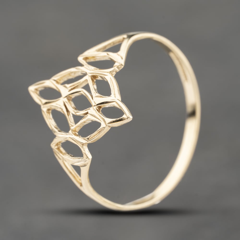 Second Hand 9ct Yellow Gold Patterned Open Work Dress Ring 41104163