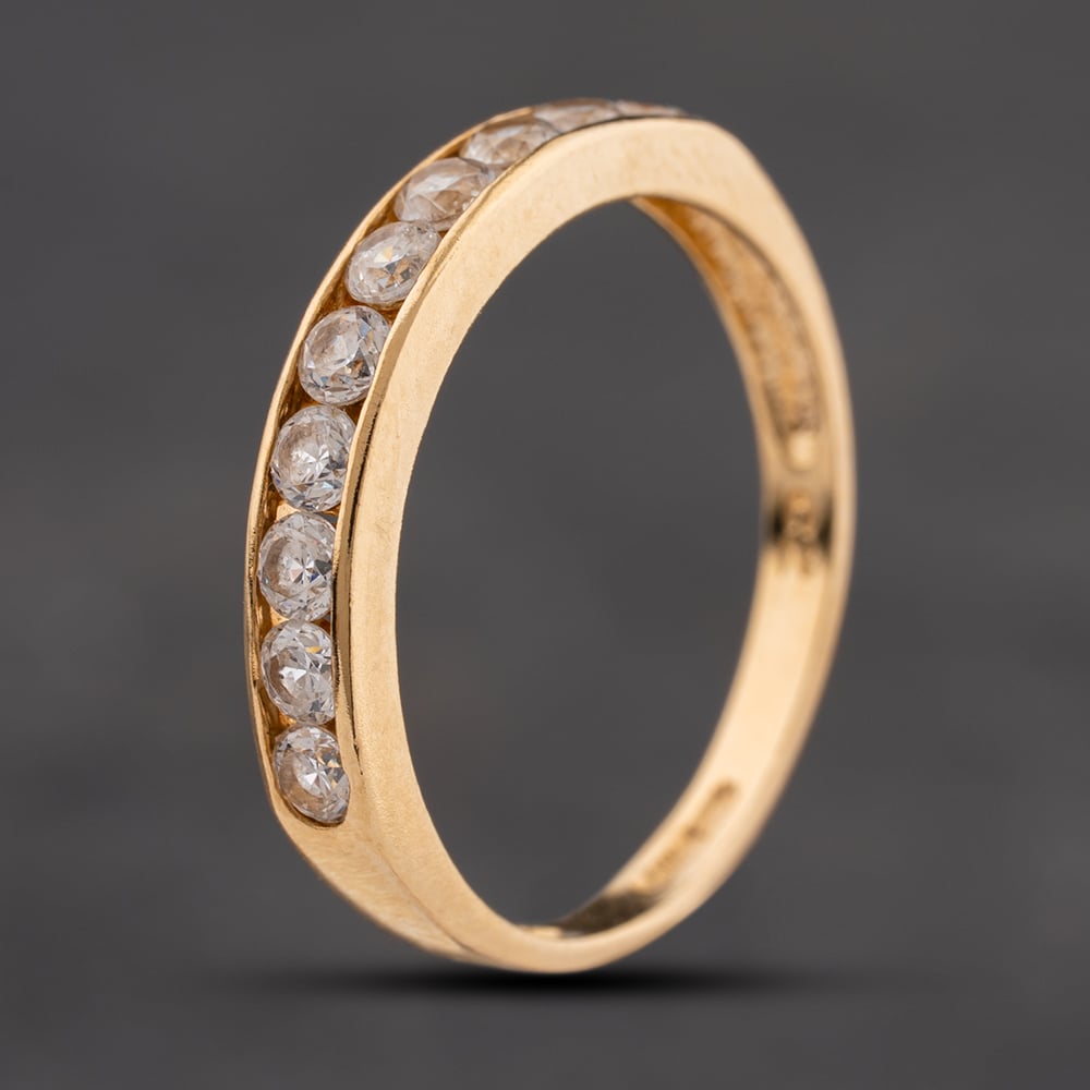 Second Hand 9ct Yellow Gold Cubic Zirconia Channel Set Half Eternity Ring 41104211