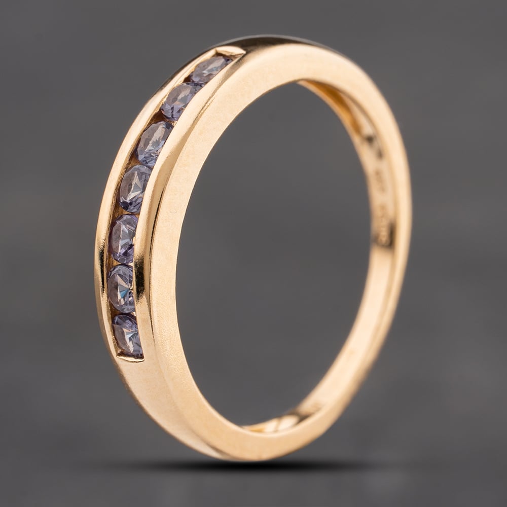 Second Hand 9ct Yellow Gold Tanzanite Half Eternity Ring 41104216
