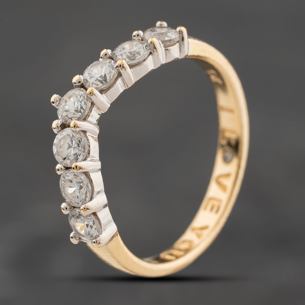 Second Hand 9ct Yellow Gold Cubic Zirconia Half Wishbone Ring 41104231
