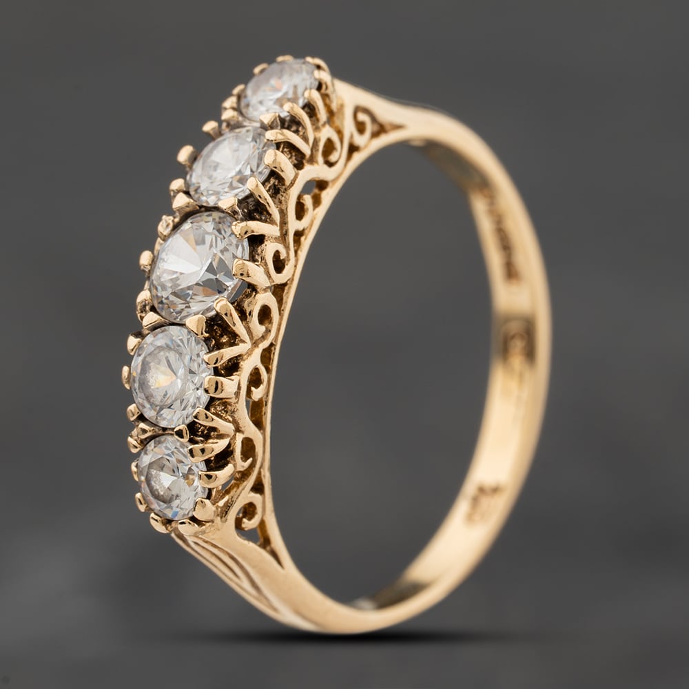 Second Hand 9ct Yellow Gold Cubic Zirconia Five Stone Ring 41104243