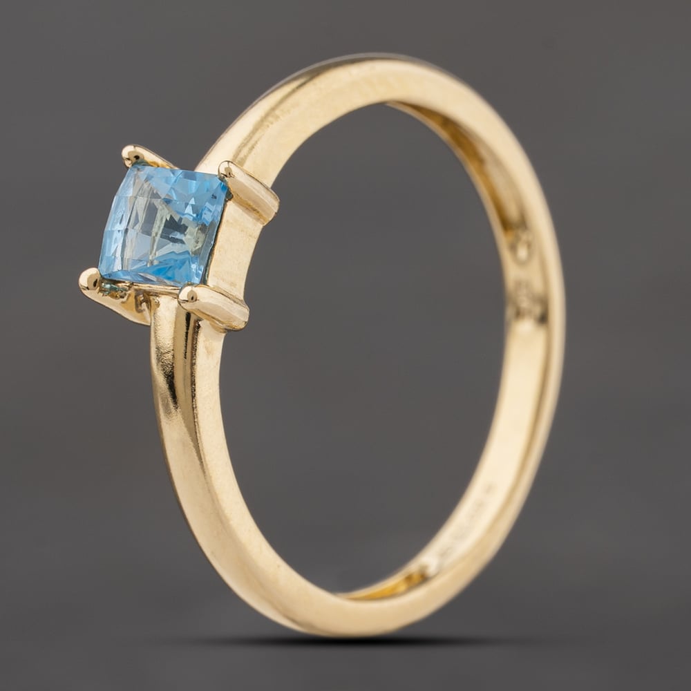 Second Hand 9ct Yellow Gold 0.25ct Blue Topaz Dress Ring 41104288