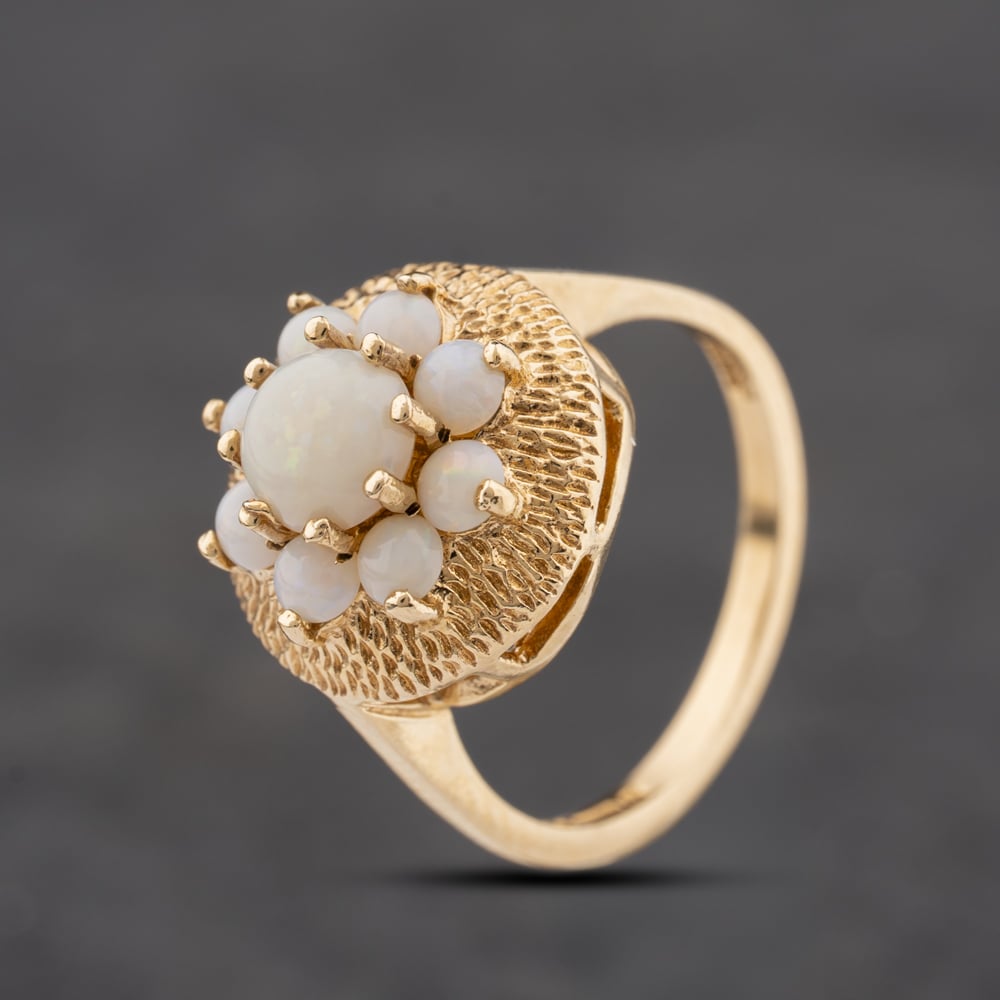 Second Hand 9ct Yellow Gold Opal Cluster Ring 41104299
