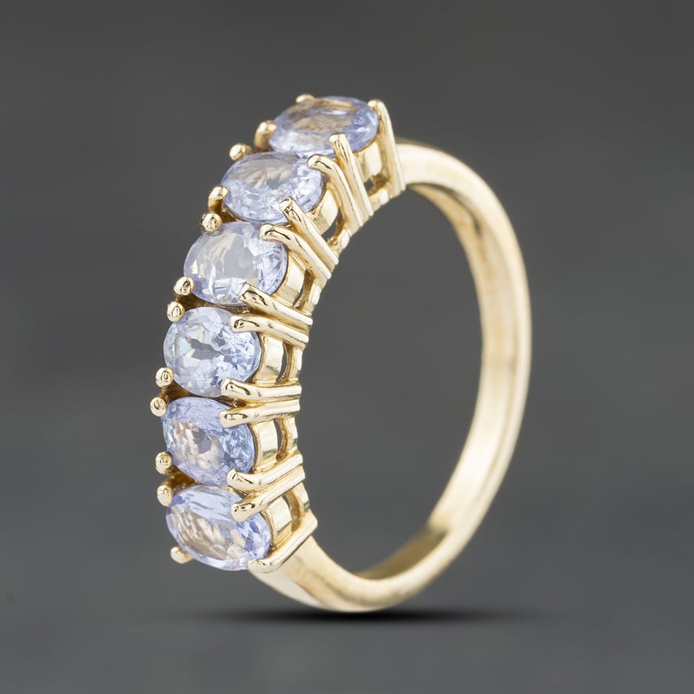 Second Hand 9ct Yellow Gold Tanzanite Half Eternity Ring 41104411