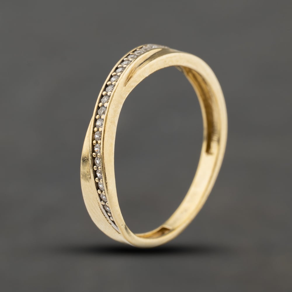 Second Hand 9ct Yellow Gold Cubic Zirconia Half Eternity Ring 41104414