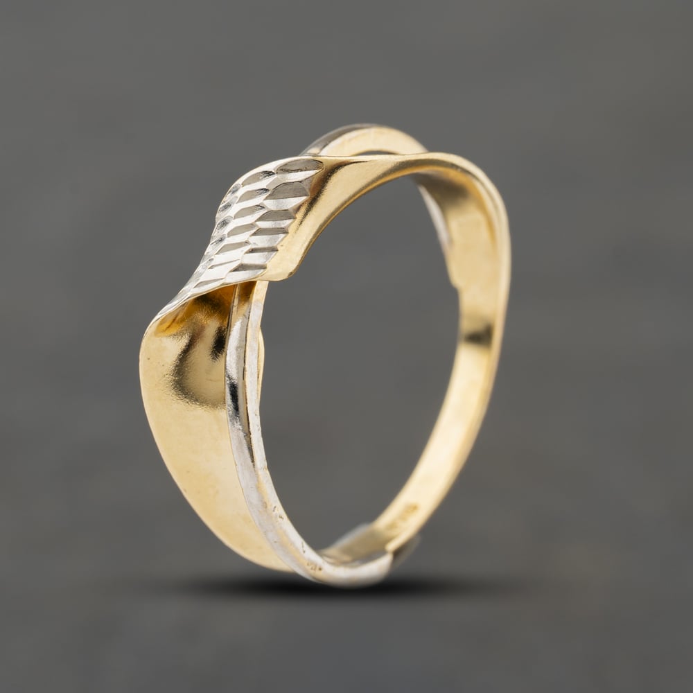 Second Hand 9ct Two Colour Gold Twist Dress Ring 41104419