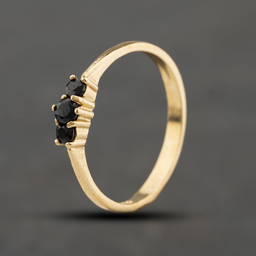 Second Hand 9ct Yellow Gold Sapphire Three Stone Ring 41104422