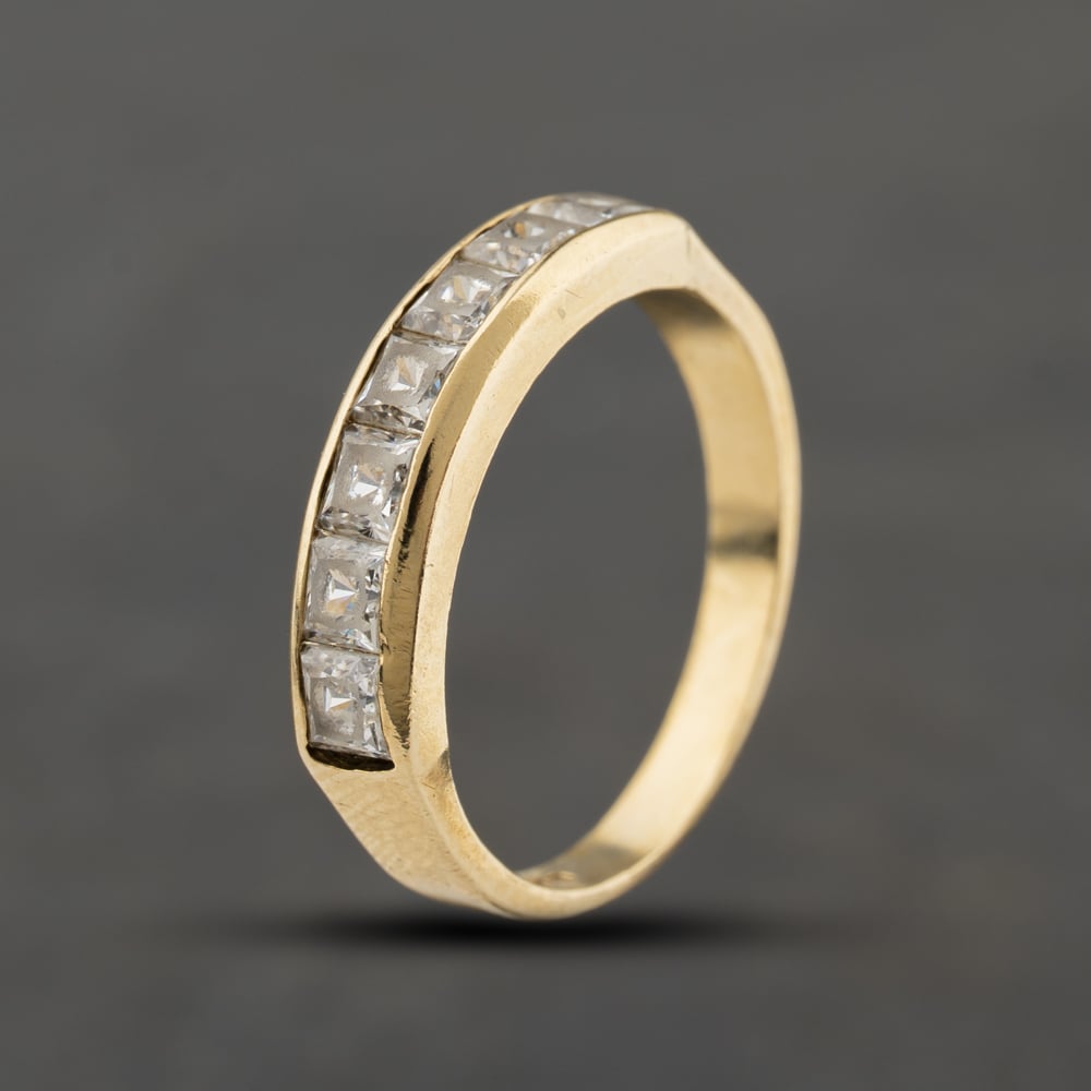 Second Hand 9ct Yellow Gold Cubic Zirconia Half Eternity Ring 41104431