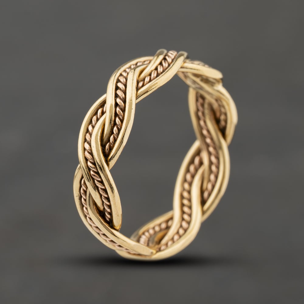 Second Hand 9ct Two Colour Gold Twisted Band Ring 41104444