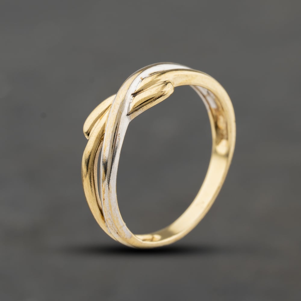 Second Hand 9ct Two Colour Gold Crossover Dress Ring 41104448