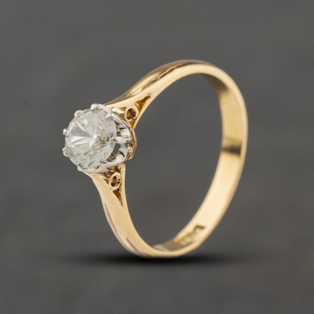 Second Hand 9ct Yellow Gold Cubic Zirconia Single Stone Dress Ring 41104473