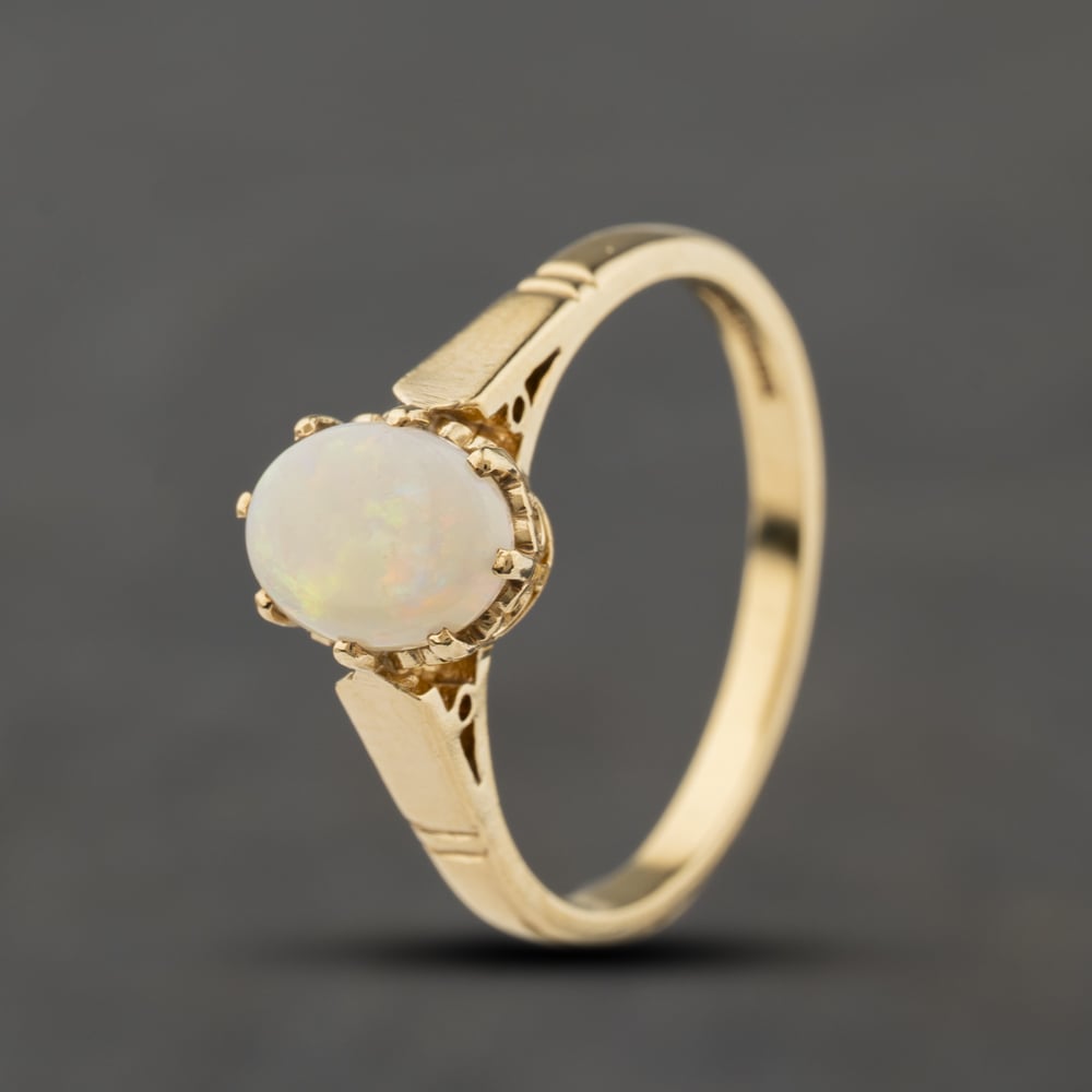 Second Hand 9ct Yellow Gold Opal Oval Dress Ring 41104480
