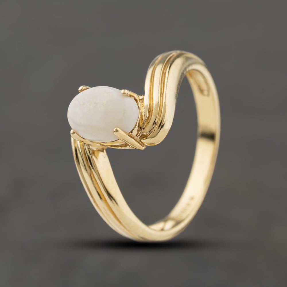 Second Hand 9ct Yellow Gold Opal Oval Twist Dress Ring 41104481