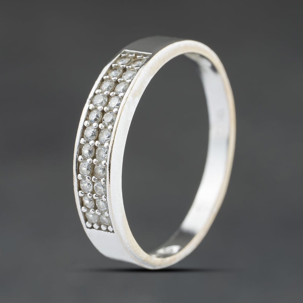 Second Hand 9ct White Gold Cubic Zirconia Two Row Half Eternity Ring 41104535