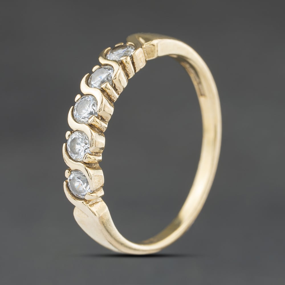 Second Hand 9ct Yellow Gold Cubic Zirconia Half Eternity Ring 41104546
