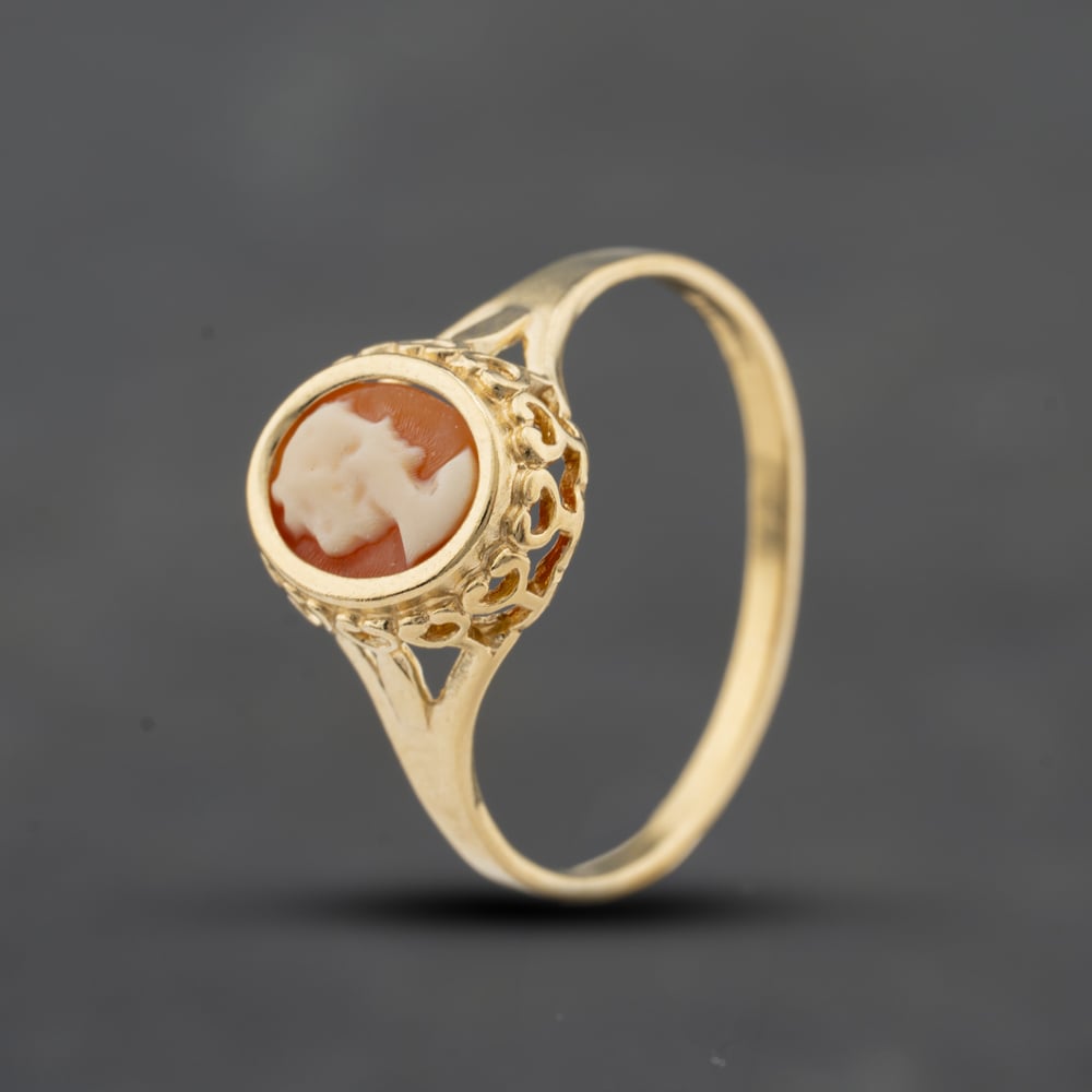 Second Hand 9ct Yellow Gold Cameo Oval Dress Ring 41104709