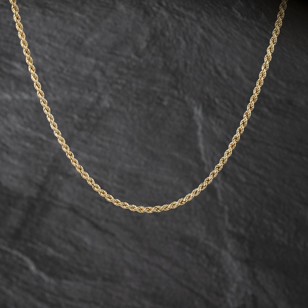 Second Hand 9ct Yellow Gold Twisted 18 Inch Rope Chain 41162321