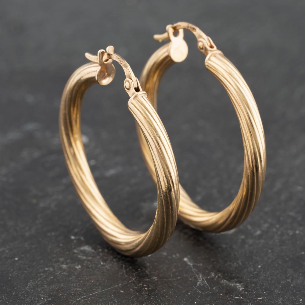 Second Hand Yellow Gold 29mm Twist Hoop Earrings 41173478