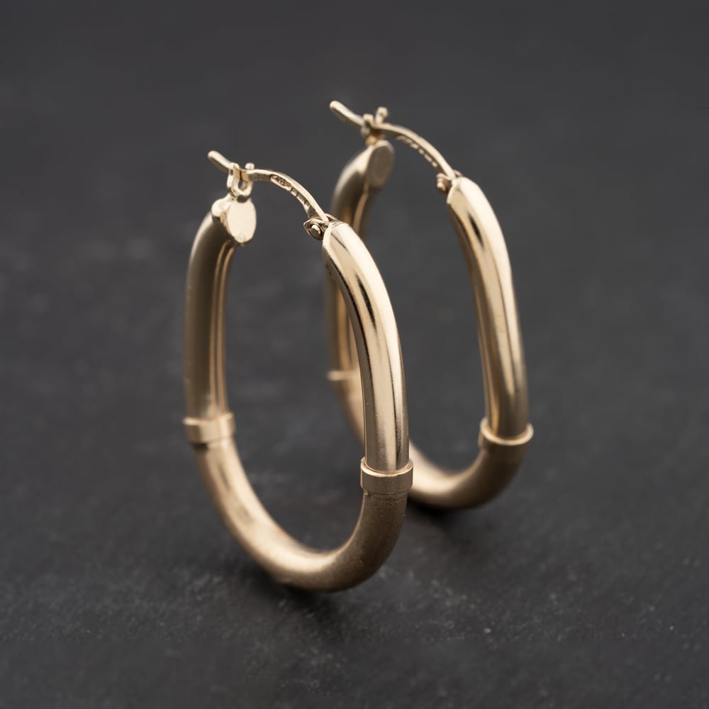 Second Hand 9ct Yellow Gold 37mm Hoop Earrings 41173722