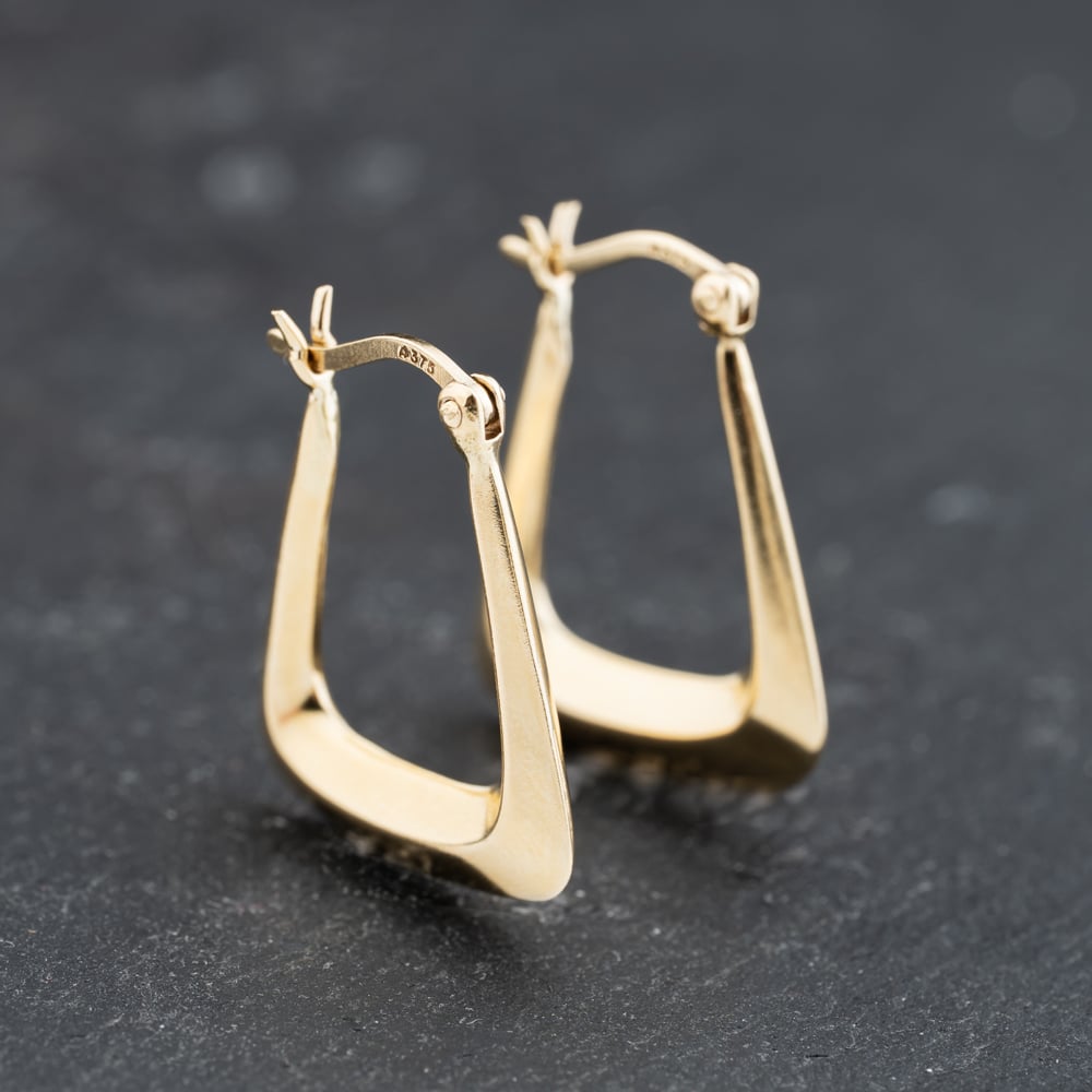 Second Hand 9ct Yellow Gold 21.4mm Plain Oblong Hoop Earrings 41173752