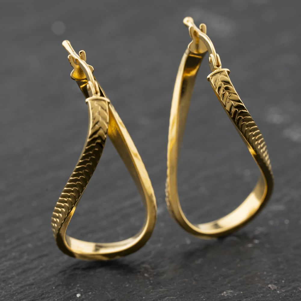 Second Hand Yellow Gold 30mm Patterned Twist Creole Earrings 41173914