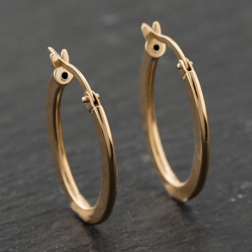 Second Hand Yellow Gold 21mm Plain Oval Creole Earrings 41173918