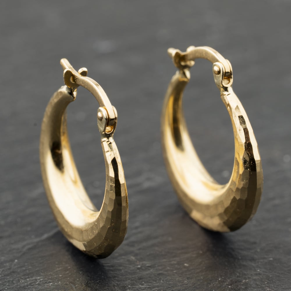 Second Hand Yellow Gold 20mm Patterned Creole Earrings 41173946