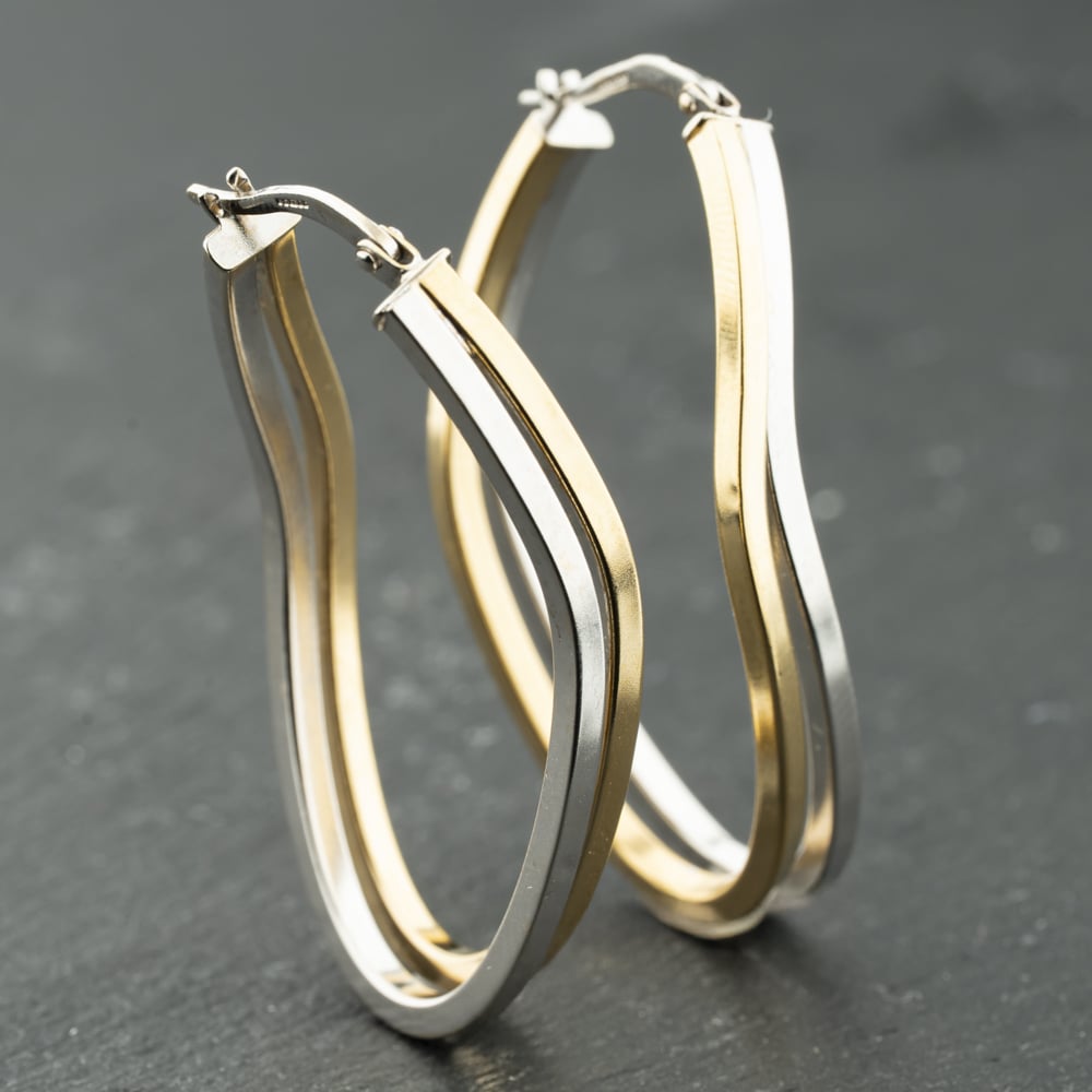 Second Hand 9ct Two Colour Gold 41.7mm Double Creole Earrings 41174122