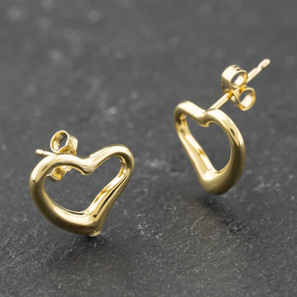 Second Hand Yellow Gold Open Heart Stud Earrings 41174153