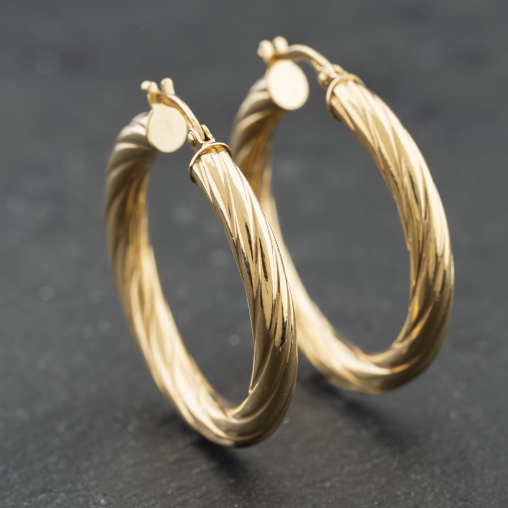 Second Hand Yellow Gold Twist Hoop Earrings 41174191