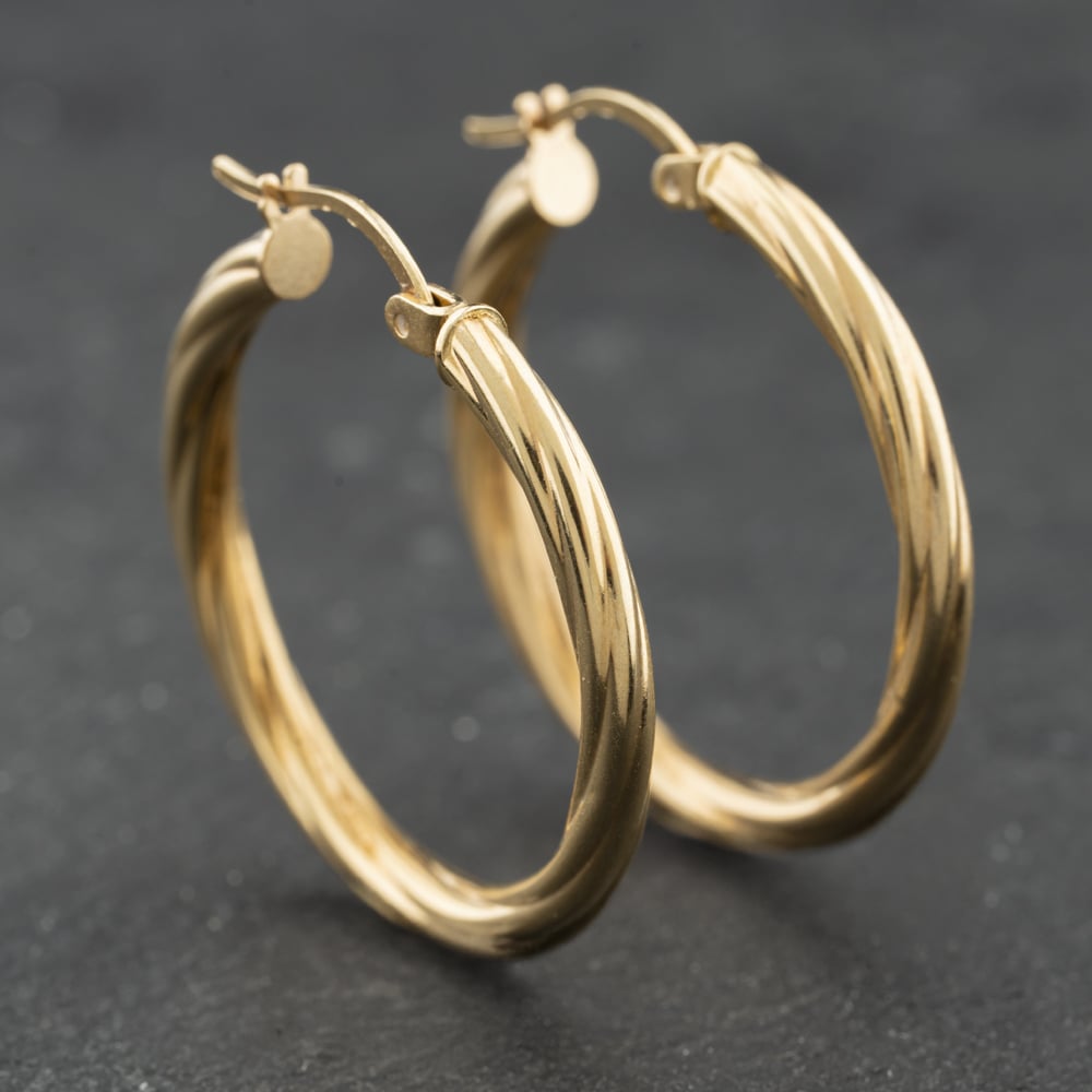 Second Hand Yellow Gold Twist Hoop Earrings 41174196