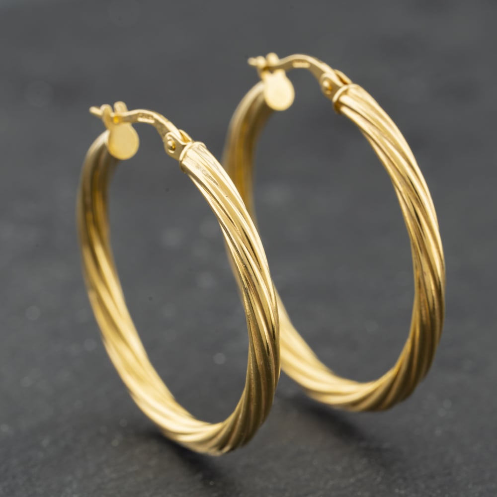 Second Hand Yellow Gold Twist Hoop Earrings 41174197