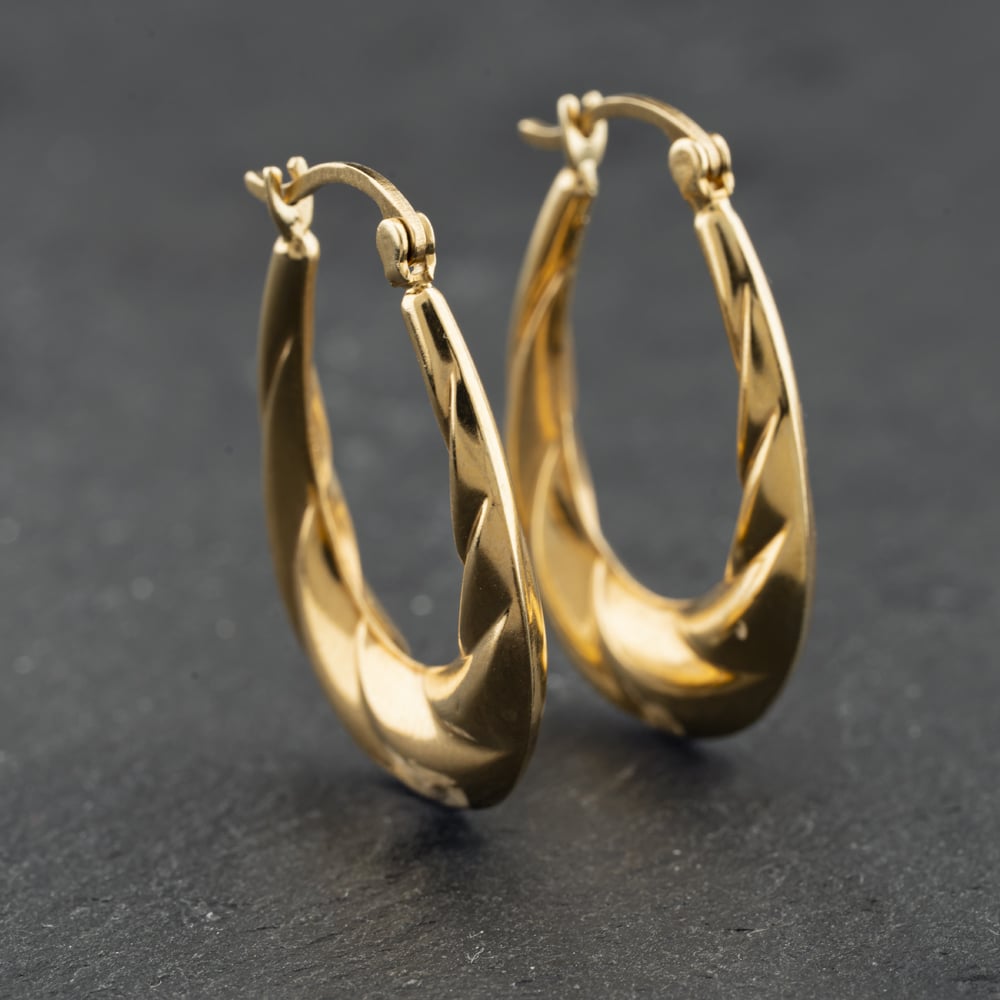 Second Hand Yellow Gold Embossed Creole Earrings 41174215