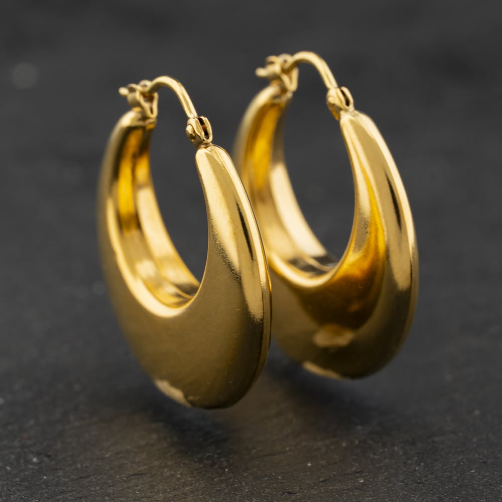Second Hand 9ct Yellow Gold 28mm Graduationg Polished Round Creole Earrings 41174288