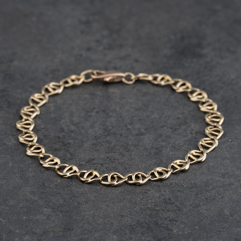 Second Hand 9ct Yellow Gold Fancy Link 7.5 Inch Anchor Chain Bracelet 41281865