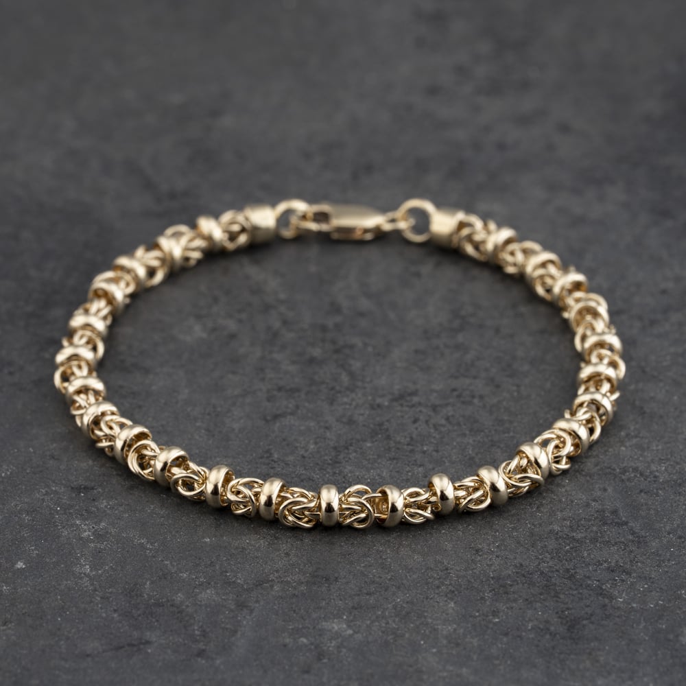 Second Hand 9ct Yellow Gold Fancy 7.5 Inch Byzantine Chain Bracelet 41281882