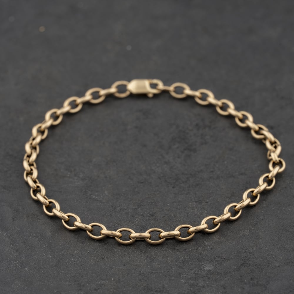 Second Hand 9ct Yellow Gold Oval 7.5 Inch Belcher Chain Bracelet 41281936