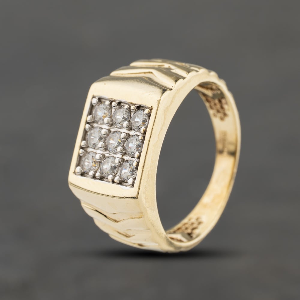 Second Hand 9ct Yellow Gold Cubic Zirconia Set Signet Ring 41342330