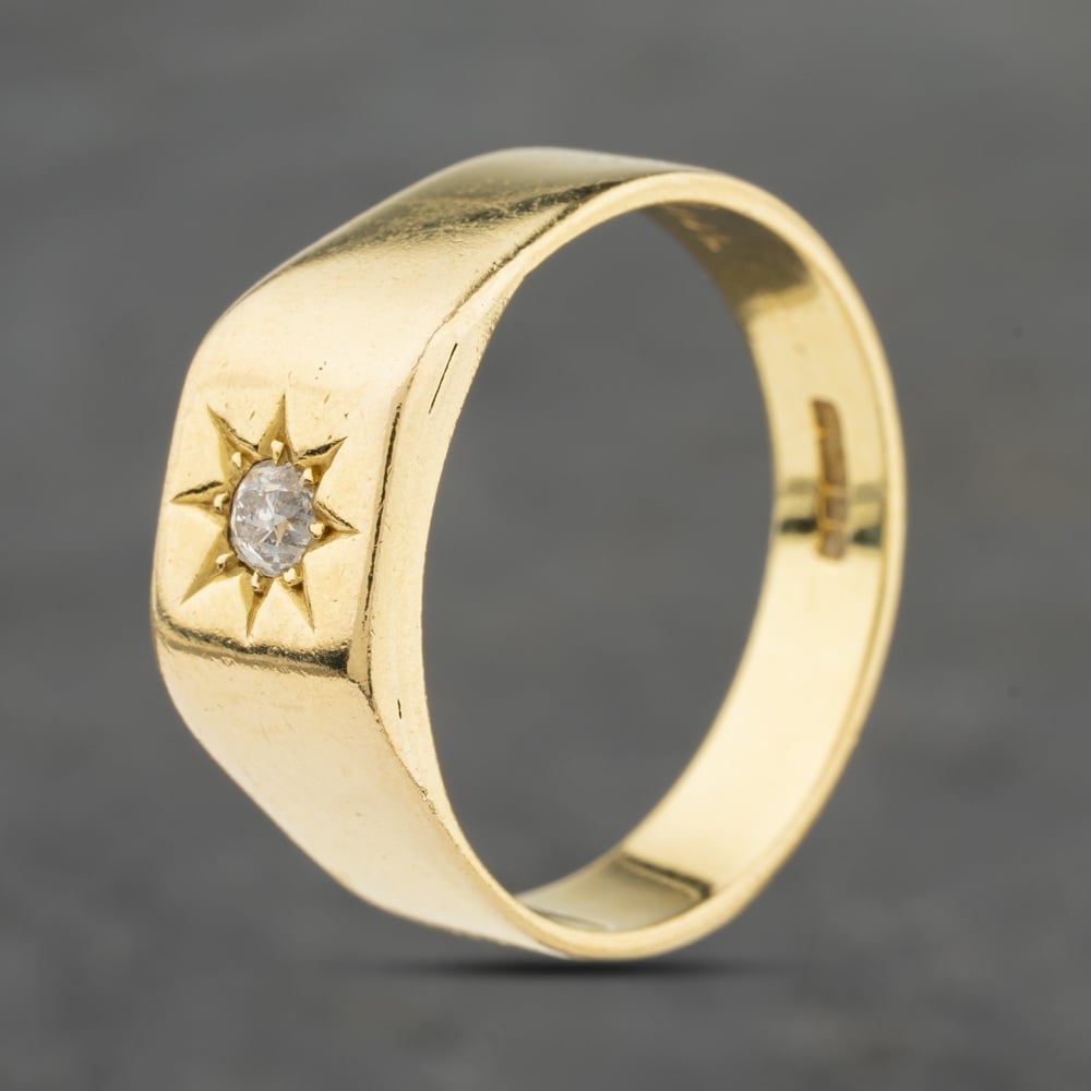 Second Hand 18ct Yellow Gold 0.15ct Diamond Set Signet Ring 41342332